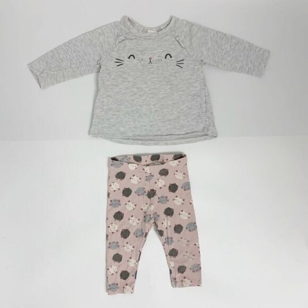H&M 2 piece set cats kittens Sz 6-9M
